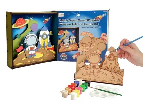 StepsToDo _ Make Your Own 3D Frame | Space & Astronaut Scene | Painted Handicraft Making Kit | Wooden Art and Craft | 8 Inch Square Frame (T405_SPACE)