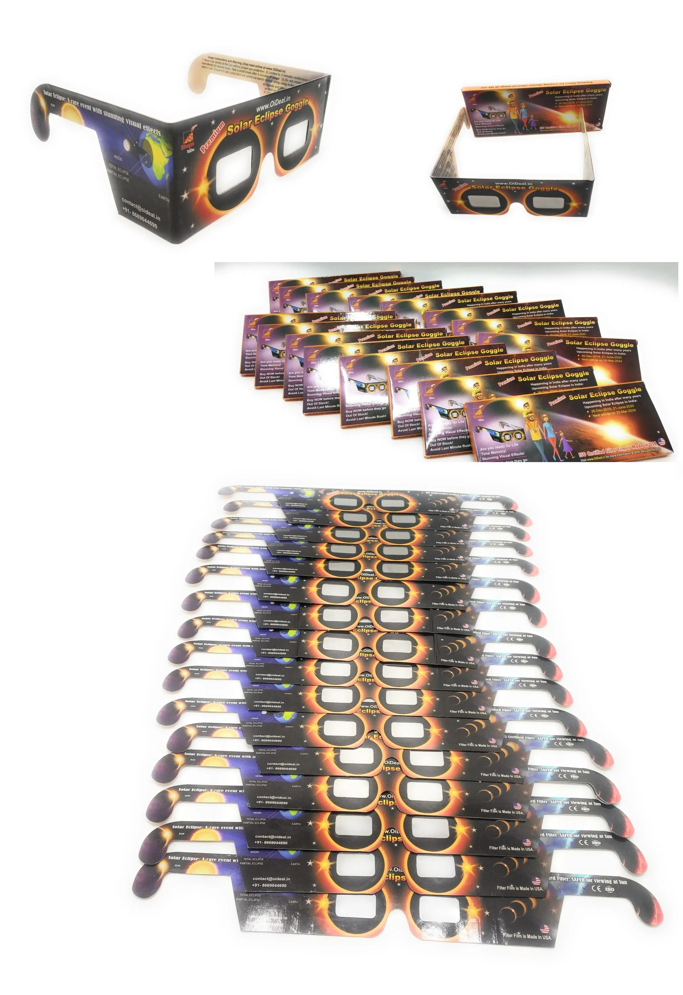 StepsToDo _ Premium Solar Eclipse Goggle| Eclipse Viewer Glasses | ISO Certified Filter Film | Fits children and adults