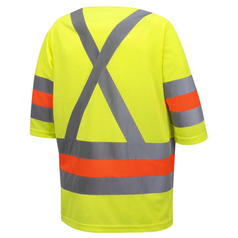 T-Shirt - Pioneer Hi-Viz Yellow Short-Sleeved Quebec Traffic Shirt 6019