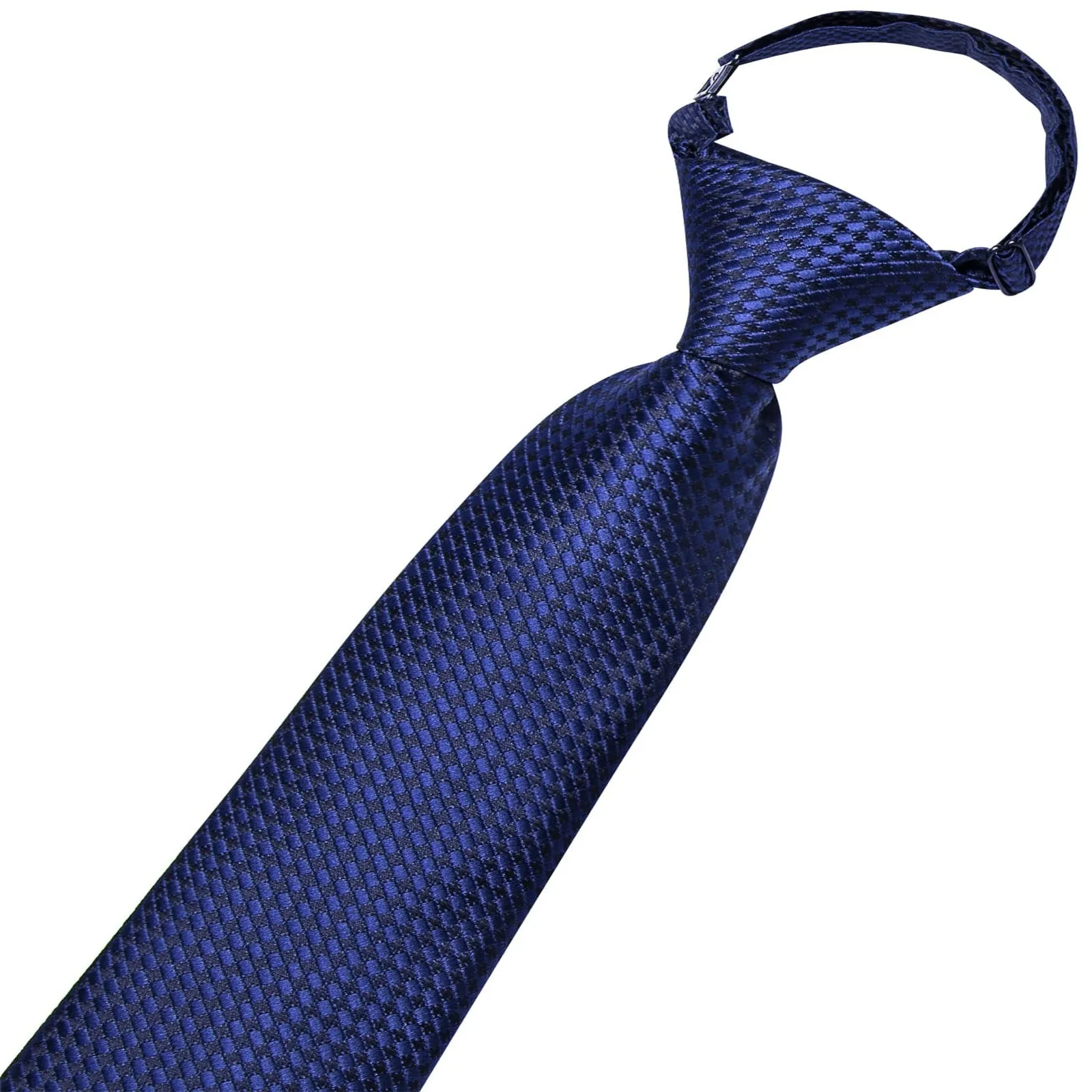 Ties2you Boys Tie Navy Blue Plaid Silk Children's Necktie Pocket Square Set