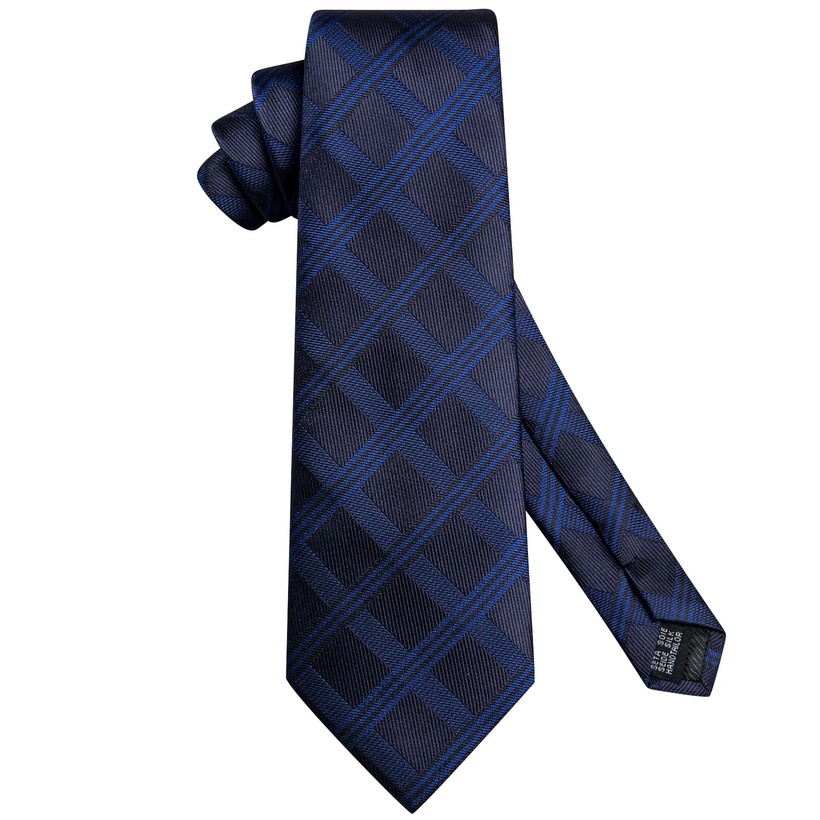 Ties2you Business Tie Navy Blue Plaid Silk Mens Dress Suit Tie Pocket Square Cufflinks Set