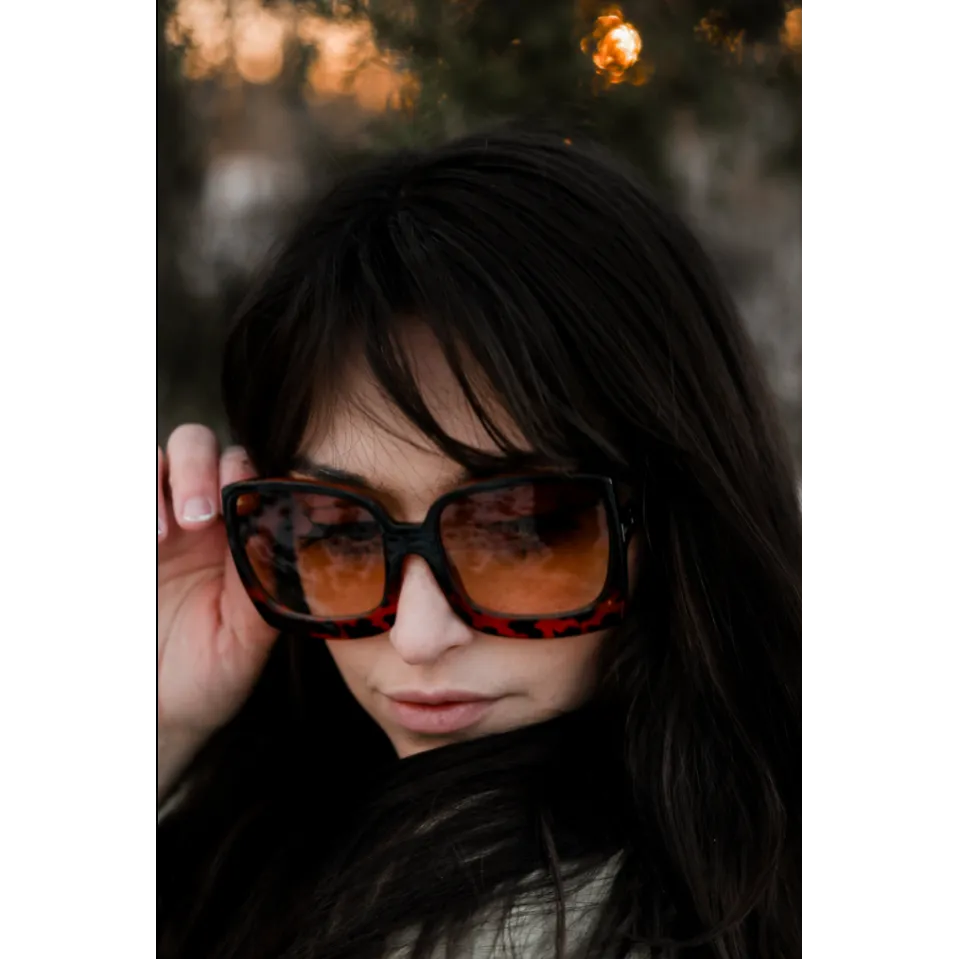 Tortoise  Megan Oversized Gradient Sunglasses