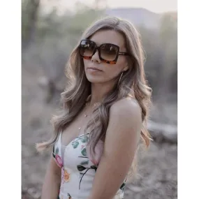 Tortoise  Megan Oversized Gradient Sunglasses