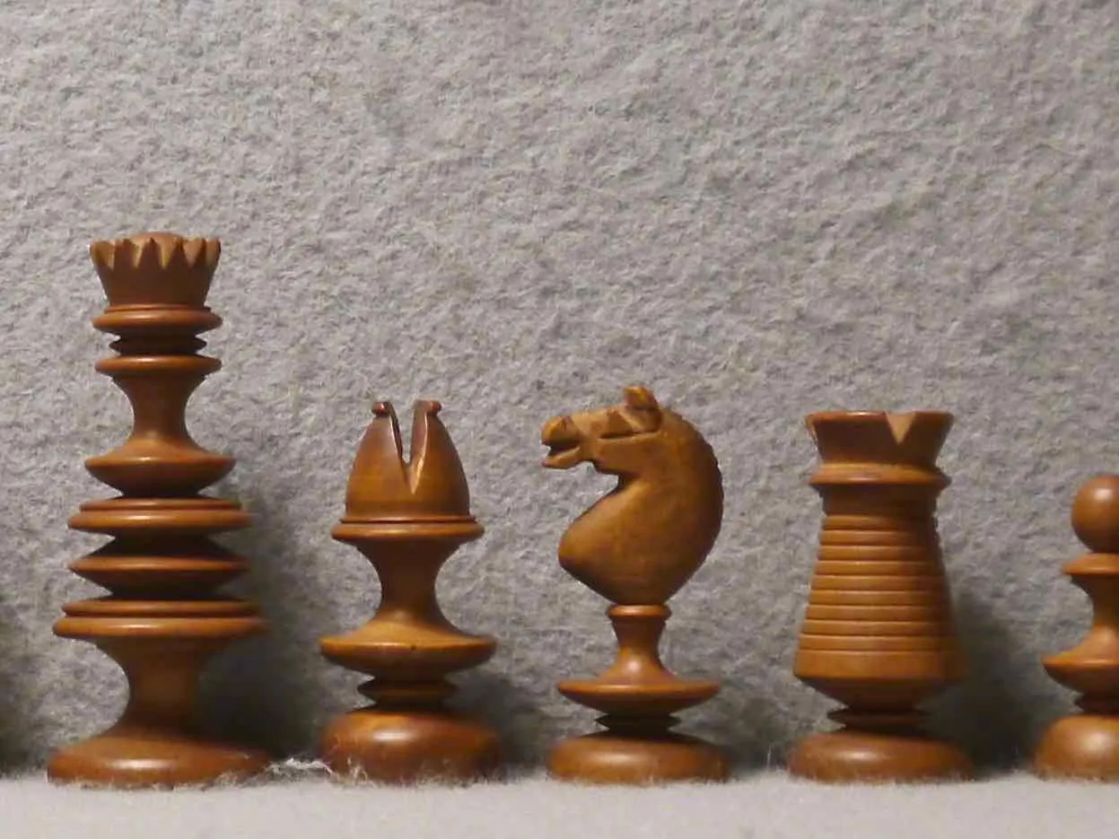 Turned English Chess Set, 18th century