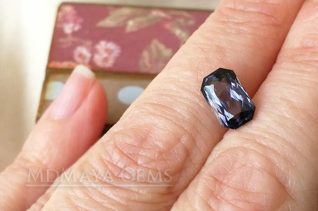 Unheated Violet Grey Spinel Gem. Octagon Cut. 1.42 ct