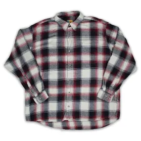 Vintage Beige, Red   Black Bass Pro Plaid Button Up