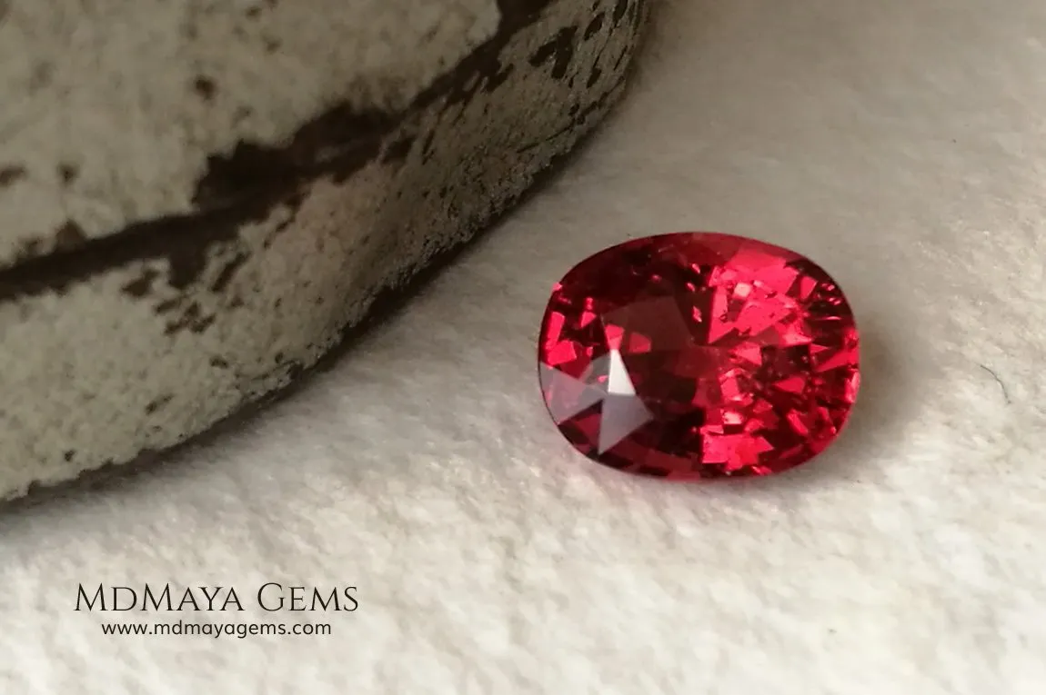 Vivid Red Spinel cushion cut 1.06 ct