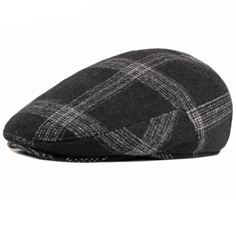 Winter Plaid Earflaps Flat Cap