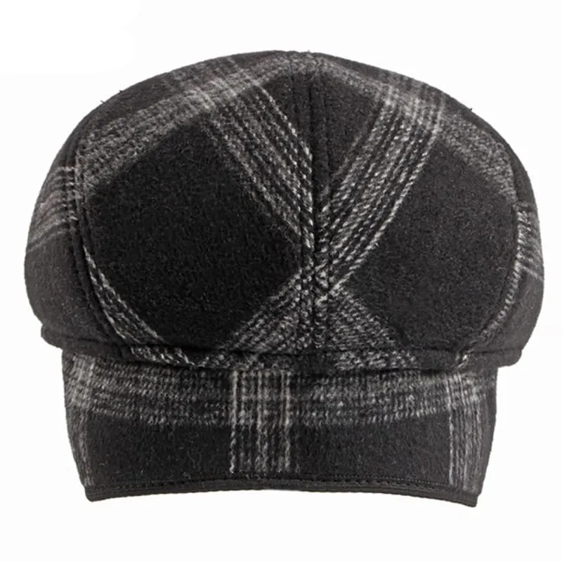 Winter Plaid Earflaps Flat Cap