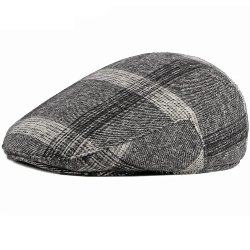Winter Plaid Earflaps Flat Cap