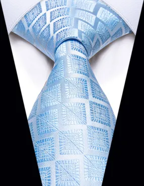 YourTies Baby Blue Tie Plaid Novelty 59 Inch Suit Tie