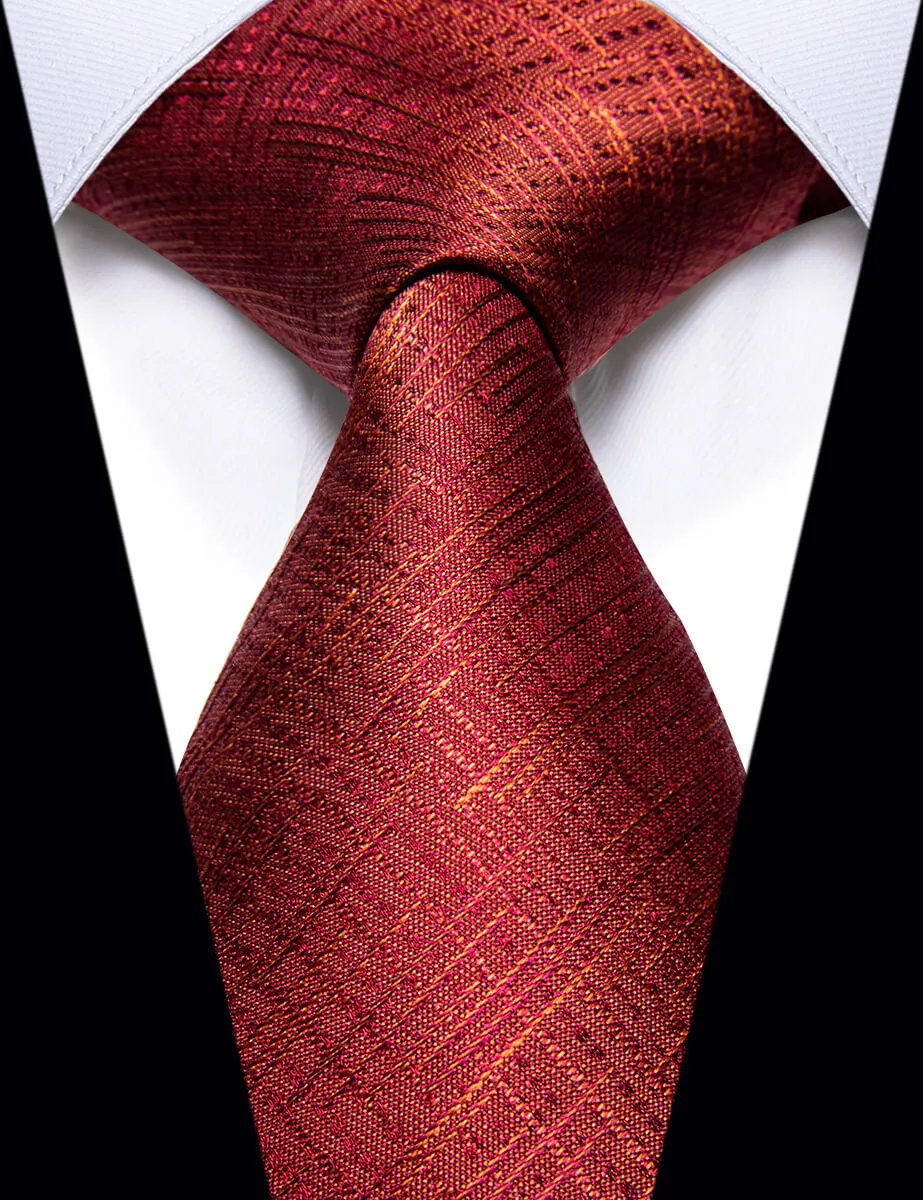 YourTies Classic Red Plaid Silk Necktie