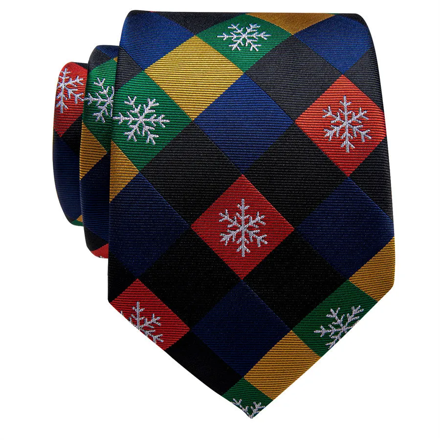 YourTies Dark Blue Red Christmas Plaid Silk Necktie for Men