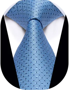 YourTies Sky Blue Plaid Silk Necktie
