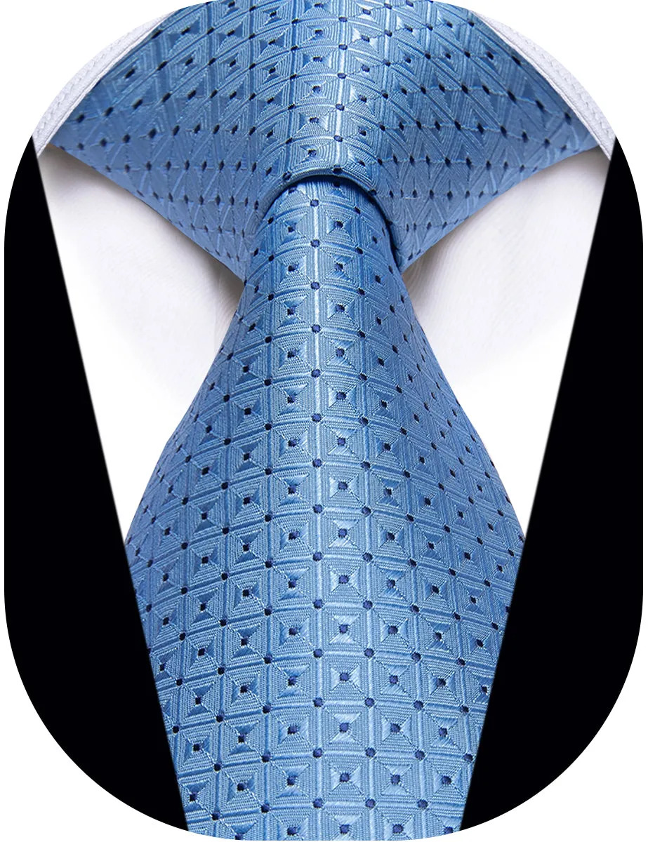 YourTies Sky Blue Plaid Silk Necktie